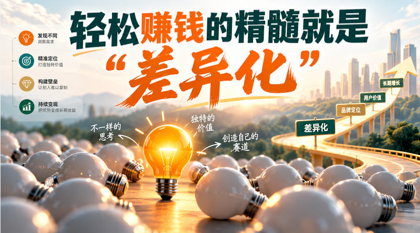 某公众号付费文章：轻松賺钱的精髓就是“差异化”-荆楚AI