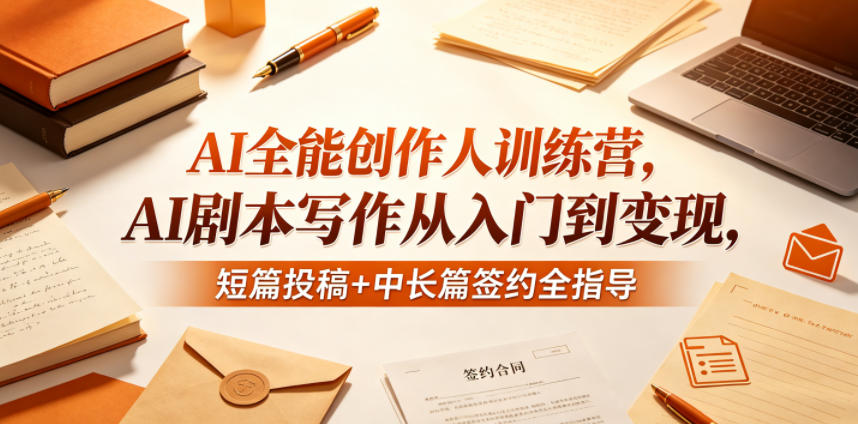AI全能创作人训练营，AI剧本写作从入门到变现，短篇投稿+中长篇签约全指导-荆楚AI