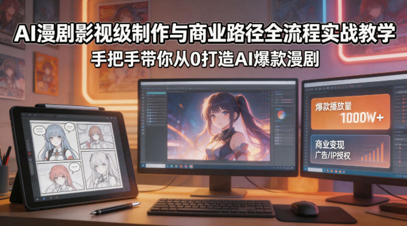 AI漫剧影视级制作与商业路径全流程实战教学，手带你从0打造AI爆款漫剧-荆楚AI