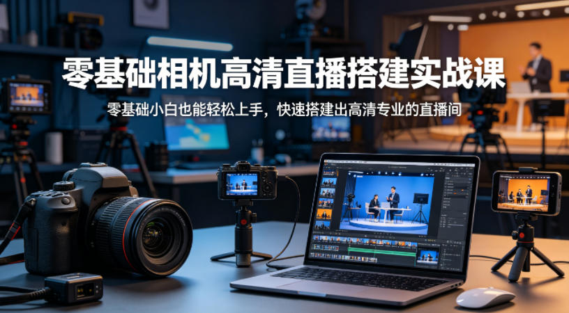 零基础相机高清直播间搭建实战课，小白也能轻松上手，快速搭建出高清专业的直播间-荆楚AI