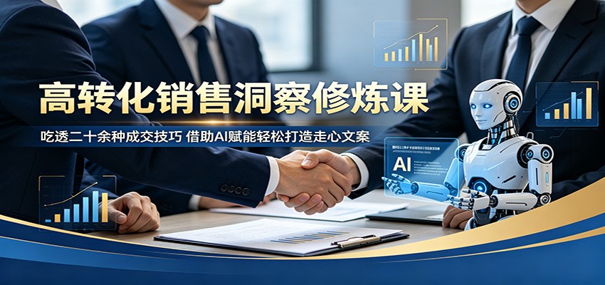 高转化销售洞察修炼课:吃透二十余种成交技巧,借助AI赋能轻松打造走心文案-荆楚AI