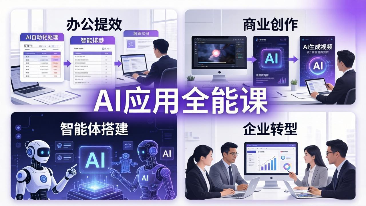 AIGC 应用全能课：办公提效、商业创作、智能体搭建、企业转型，一站式学会AI应用小淇云库-创业网-网赚副业-网创副业-项目拆解-技术类创业资源网-副业网-免费资源下载小淇云库