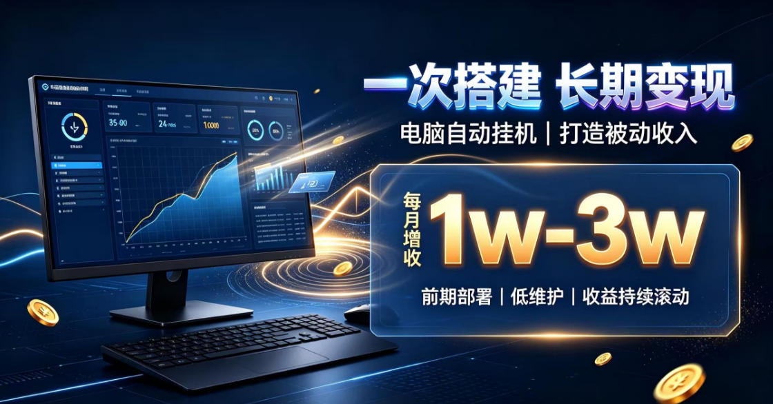 一份投入长期收益，电脑自动挂G类目，搭建被动收入每月增收1w-3w【揭秘】-荆楚AI