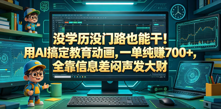 没学历没门路也能干！用AI搞定教育动画，一单纯賺700+，全靠信息差闷声发大财【揭秘】-荆楚AI