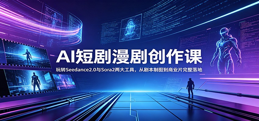 AI短剧漫剧创作课：玩转Seedance2.0与 Sora2两大工具，从剧本制图到商业片完整落地-荆楚AI