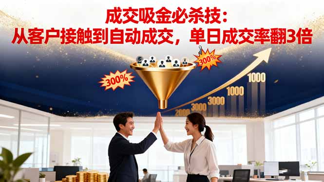 吸金成交营销必杀技：从客户接触到自动成交，单日成交率翻3倍小淇云库-创业网-网赚副业-网创副业-项目拆解-技术类创业资源网-副业网-免费资源下载小淇云库