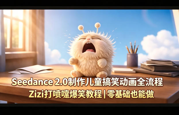 Seedance 2.0制作儿童搞笑动画全流程Zizi打喷嚏爆笑教程｜零基础也能做-荆楚AI