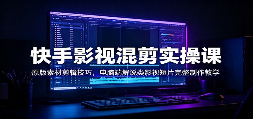 快手影视混剪实操课：原版素材剪辑技巧，电脑端解说类影视短片完整制作教学-荆楚AI