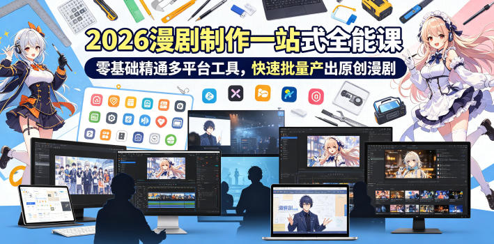 2026 AI漫剧制作一站式全能课，零基础精通多平台工具，快速批量产出原创漫剧-荆楚AI