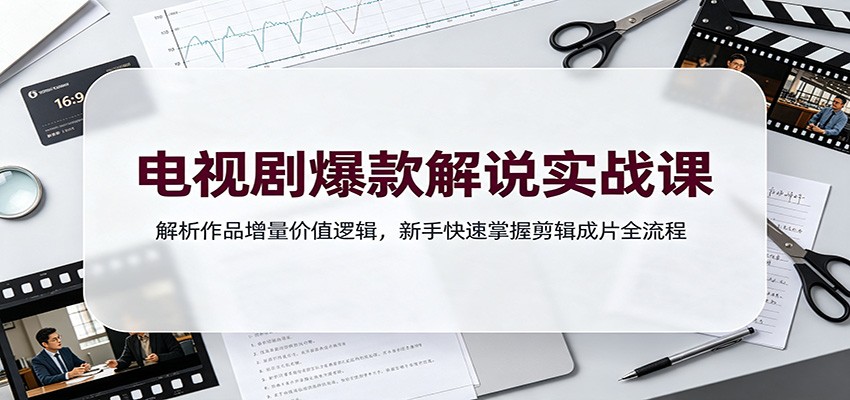 电视剧爆款解说实战课:解析作品增量价值逻辑,新手快速掌握剪辑成片全流程-荆楚AI