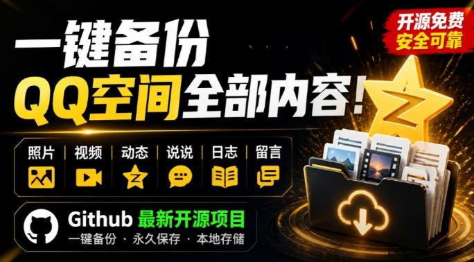 一键将你QQ空间全部内容备份下来！照片/视频/动态信息全存本地，Github最新开源项目QzoneArchive