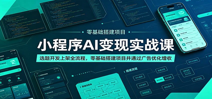 小程序AI变现实战课：选题开发上架全流程，零基础搭建项目并通过广告优化增收-荆楚AI