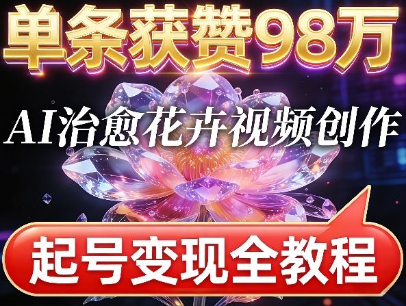 单条获赞98W，AI治愈花卉视频创作，起号变现全教程小淇云库-创业网-网赚副业-网创副业-项目拆解-技术类创业资源网-副业网-免费资源下载小淇云库