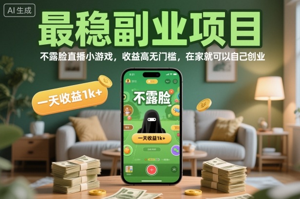 最稳副业项目，不露脸直播小游戏，收益高无门槛，一天收益1k+，在家就可以自己创业【揭秘】小淇云库-创业网-网赚副业-网创副业-项目拆解-技术类创业资源网-副业网-免费资源下载小淇云库
