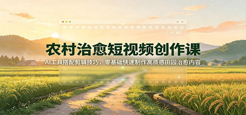 农村治愈短视频创作课:AI工具搭配剪辑技巧,零基础快速制作高质感田园治愈内容-荆楚AI