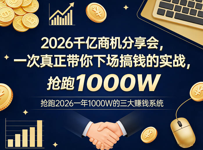2026千亿商机分享会，一次真正带你下场搞钱的实战，抢跑2026一年1000W的三大賺钱系统小淇云库-创业网-网赚副业-网创副业-项目拆解-技术类创业资源网-副业网-免费资源下载小淇云库