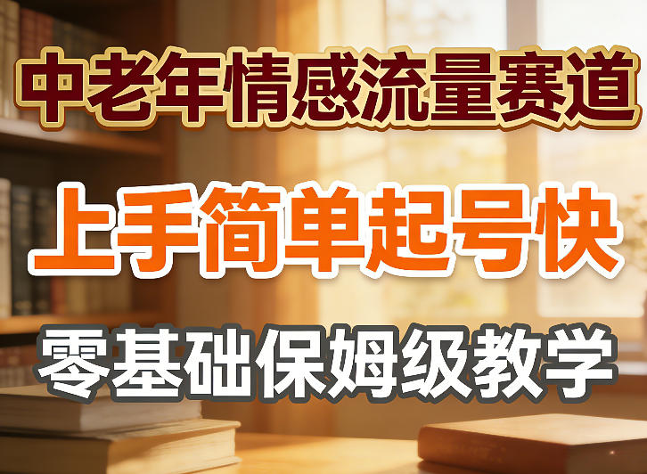 中老年情感流量赛道，上手简单起号快，零基础保姆级教学小淇云库-创业网-网赚副业-网创副业-项目拆解-技术类创业资源网-副业网-免费资源下载小淇云库