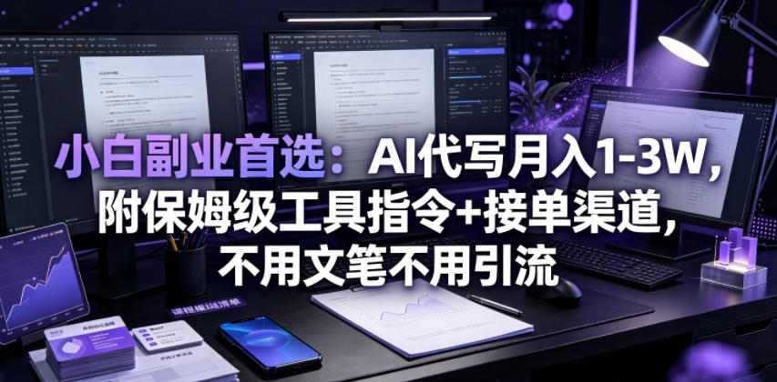 小白副业首选：AI代写月入1-3W，附保姆级工具指令+接单渠道，不用文笔不用引流【揭秘】-荆楚AI