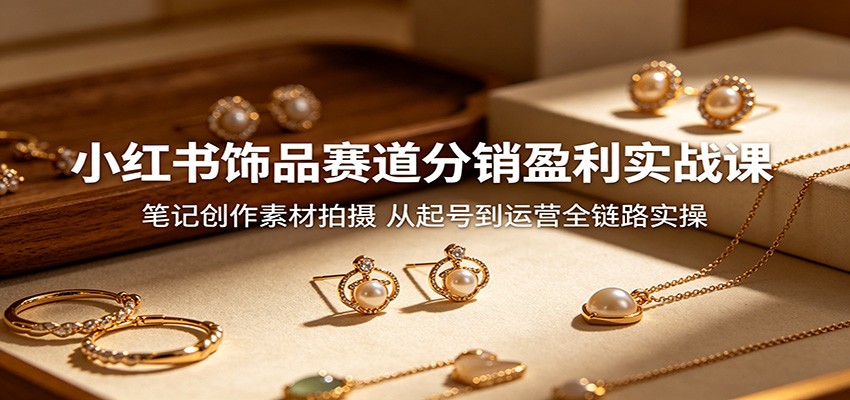 小红书饰品赛道分销盈利实战课：笔记创作素材拍摄，从起号到运营全链路实操-荆楚AI