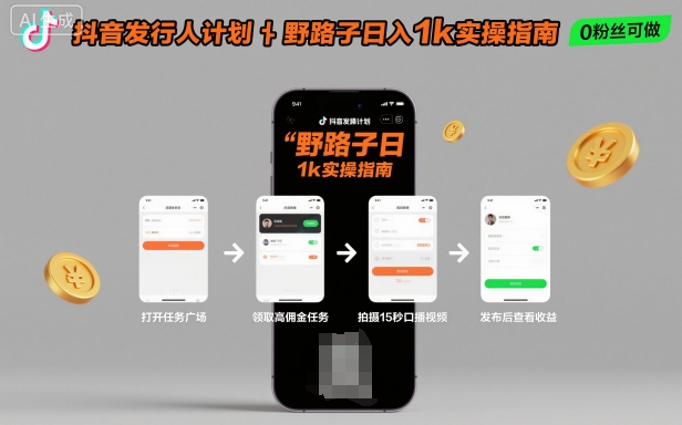 抖音发行人计划全新野路子玩法,随时随地,只要有手机,就能操作,日入1k+【揭秘】小淇云库-创业网-网赚副业-网创副业-项目拆解-技术类创业资源网-副业网-免费资源下载小淇云库