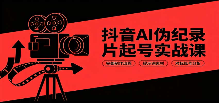 抖音AI伪纪录片起号实战课：完整制作流程，提示词素材，对标账号分析-荆楚AI