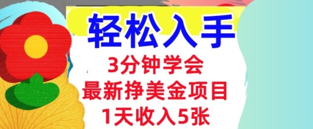 最新挣美金项目，日入5张，3分钟学会，小白轻松入手（长久的被动收入）小淇云库-创业网-网赚副业-网创副业-项目拆解-技术类创业资源网-副业网-免费资源下载小淇云库
