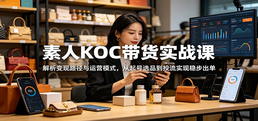 素人KOC带货实战课：解析变现路径与运营模式，从起号选品到投流实现稳步出单-荆楚AI