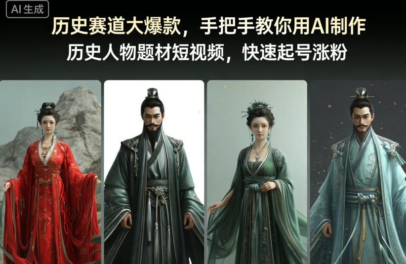 历史赛道大爆款，手把手教你用AI制作历史人物题材短视频，快速起号涨粉小淇云库-创业网-网赚副业-网创副业-项目拆解-技术类创业资源网-副业网-免费资源下载小淇云库