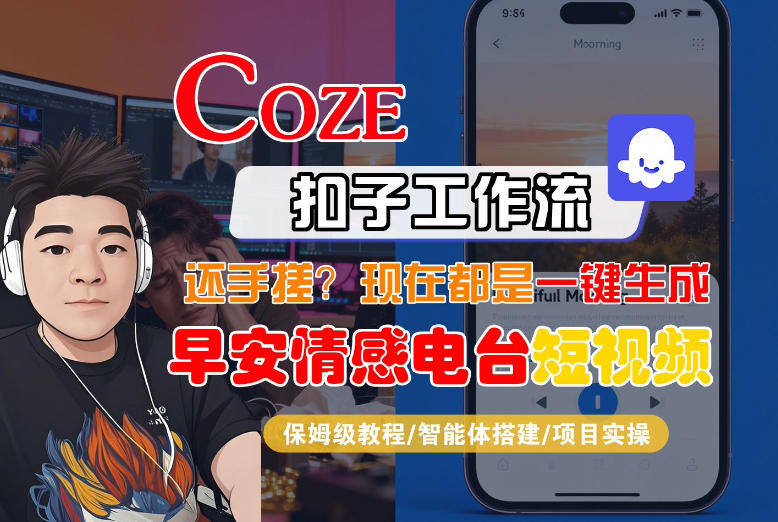 【Coze工作流搭建实操教程】【coze】早安情感电台日签视频还在手动做?用扣子工作流自动生成,省时90%小淇云库-创业网-网赚副业-网创副业-项目拆解-技术类创业资源网-副业网-免费资源下载小淇云库