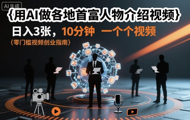 用AI做各地首富人物介绍视频，日入3张，10分钟一个视频小淇云库-创业网-网赚副业-网创副业-项目拆解-技术类创业资源网-副业网-免费资源下载小淇云库