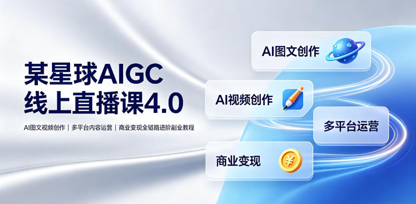 某星球AIGC线上直播课4.0｜AI图文视频创作、多平台内容运营、商业变现全链路进阶副业教程-荆楚AI