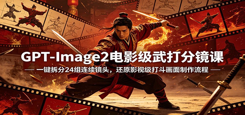 GPT-Image2电影级武打分镜课：一键拆分24组连续镜头，还原影视级打斗画面制作流程-荆楚AI