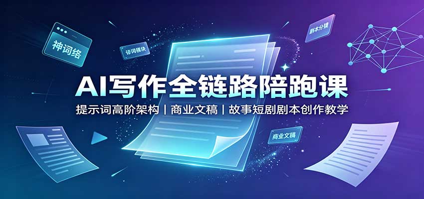 AI写作全链路陪跑课：提示词高阶架构，商业文稿，故事短剧剧本创作教学-荆楚AI
