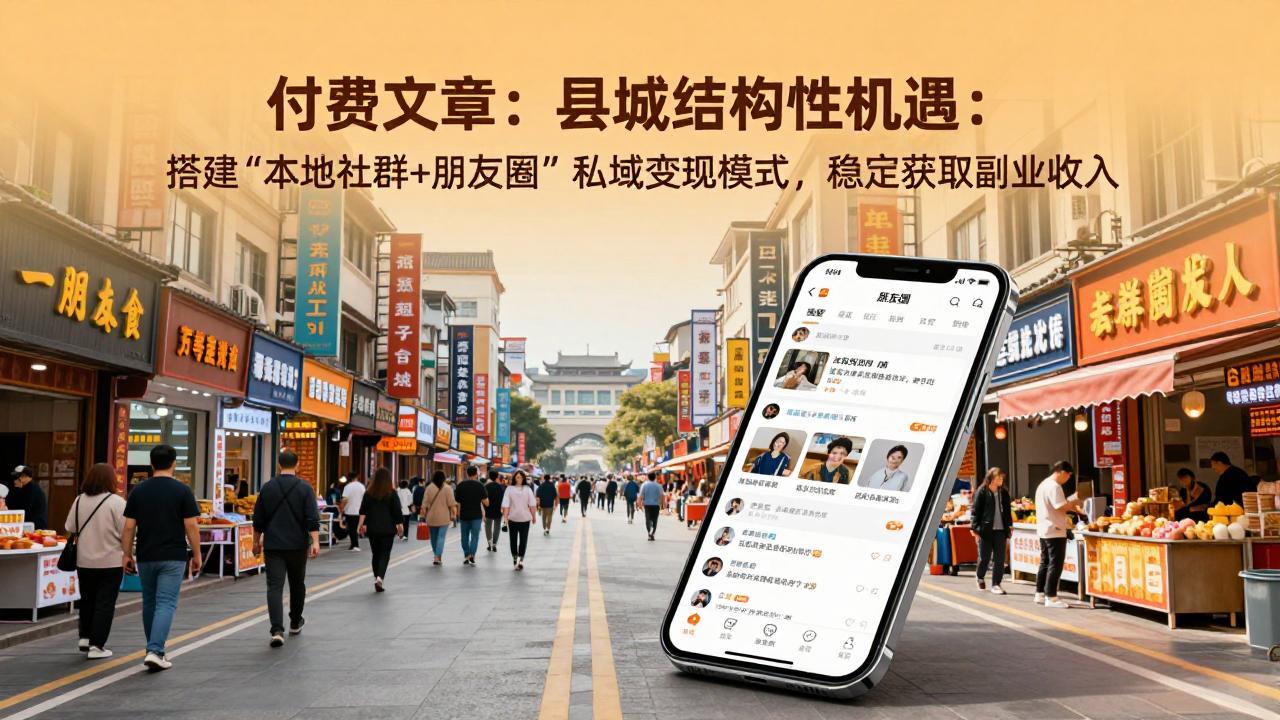 付费文章：县城结构性机遇：搭建“本地社群+朋友圈”私域变现模式，稳定获取副业收入小淇云库-创业网-网赚副业-网创副业-项目拆解-技术类创业资源网-副业网-免费资源下载小淇云库