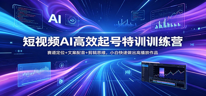 短视频AI高效起号特训训练营：赛道定位+文案配音+剪辑思维，小白快速做出高播放作品-荆楚AI