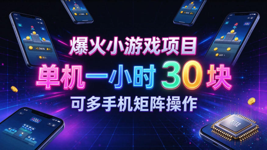 爆火小游戏撸金项目，实测单机一小时30+，可多手机矩阵操作，新手看完一遍就能上手【揭秘】-荆楚AI