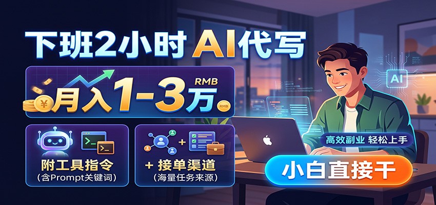 下班2小时AI代写,月入1-3万,附工具指令+接单渠道,小白直接干-荆楚AI