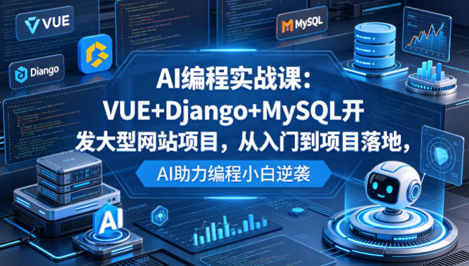 AI编程实战课：VUE+Django+MySQL开发大型网站项目，从入门到项目落地，AI助力编程小白逆袭-荆楚AI