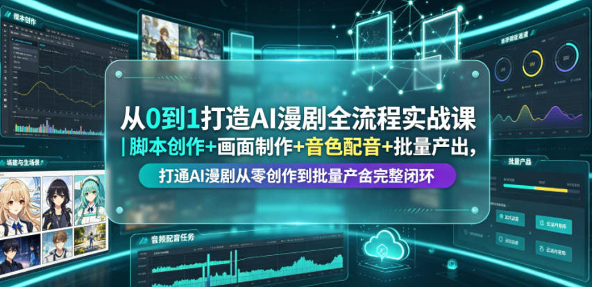 从0到1打造AI漫剧全流程实战课｜脚本创作+画面制作+音色配音+批量产出，打通AI漫剧从零创作到批量量产完整闭环-荆楚AI