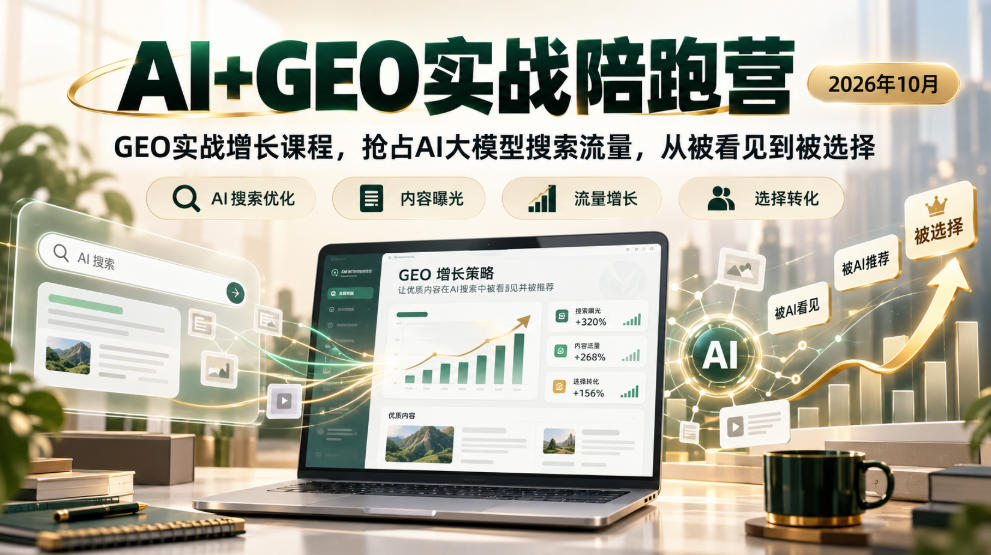 AI+GEO实战陪跑营2026年10月，GEO实战增长课程，抢占AI大模型搜索流量，从被看见到被选择-荆楚AI