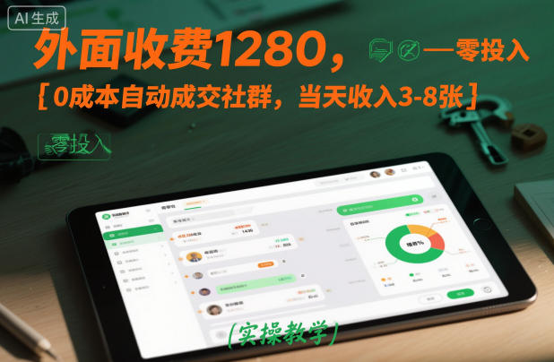 外面收费1280，0成本自动成交社群，当天收入3-8张【实操教学】小淇云库-创业网-网赚副业-网创副业-项目拆解-技术类创业资源网-副业网-免费资源下载小淇云库