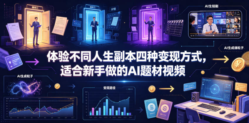 体验不同人生副本四种变现方式，适合新手做的AI题材视频-荆楚AI
