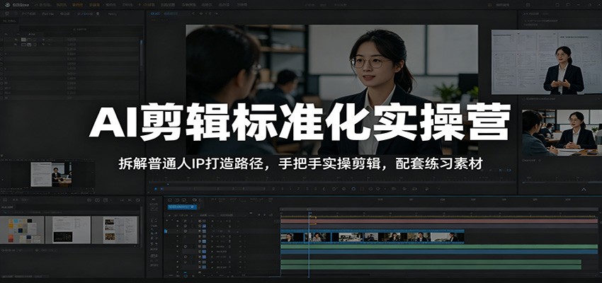 AI剪辑标准化实操营:拆解普通人IP打造路径,手把手实操剪辑,配套练习素材-荆楚AI
