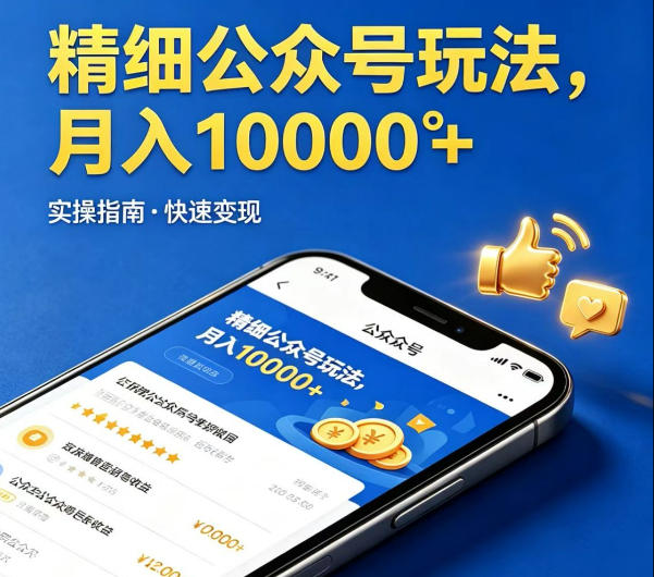 精细化公众号玩法，我们给你提供文章，你来负责发布，收益可观，月入1W+【揭秘】-荆楚AI