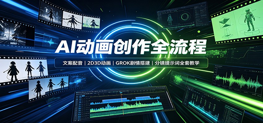AI动画创作全流程:文案配音,2D3D动画,GROK剧情搭建,分镜提示词全套教学-荆楚AI