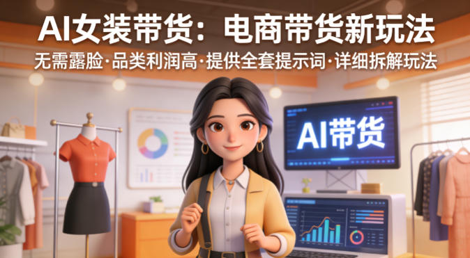 AI女装带货，电商带货新玩法，无需露脸，品类利润高，提供全套提示词，详细拆解玩法小淇云库-创业网-网赚副业-网创副业-项目拆解-技术类创业资源网-副业网-免费资源下载小淇云库