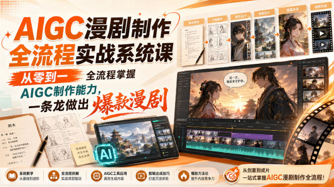 AIGC漫剧制作全流程实战系统课，从零到一全流程掌握AIGC制作能力，一条龙做出爆款漫剧-荆楚AI