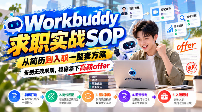 Workbuddy求职实战SOP,从简历到入职一整套方案,告别无效求职,稳稳拿下高薪offer-荆楚AI