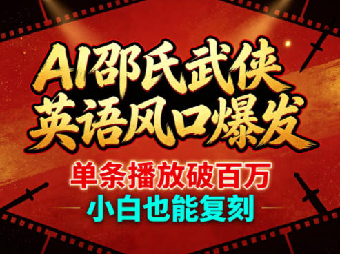 AI邵氏武侠英语风口爆发，单条播放破百万，小白也能复刻-荆楚AI