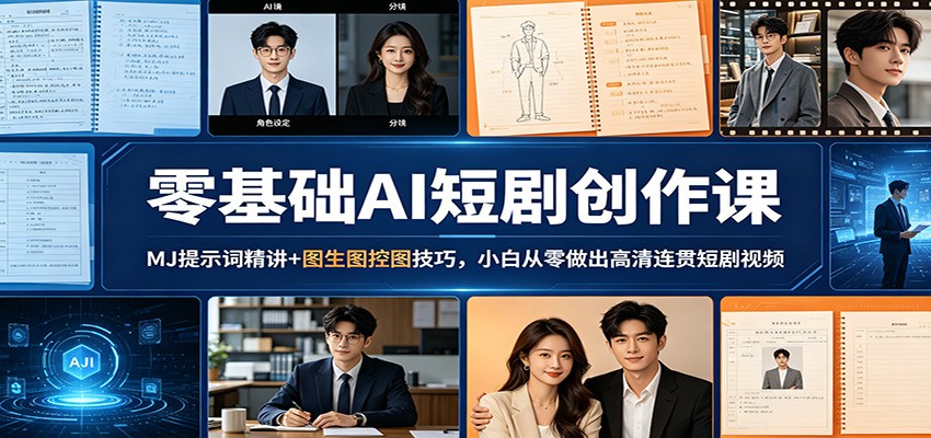 零基础AI短剧创作课：MJ提示词精讲+图生图控图技巧，小白从零做出高清连贯短剧视频-荆楚AI